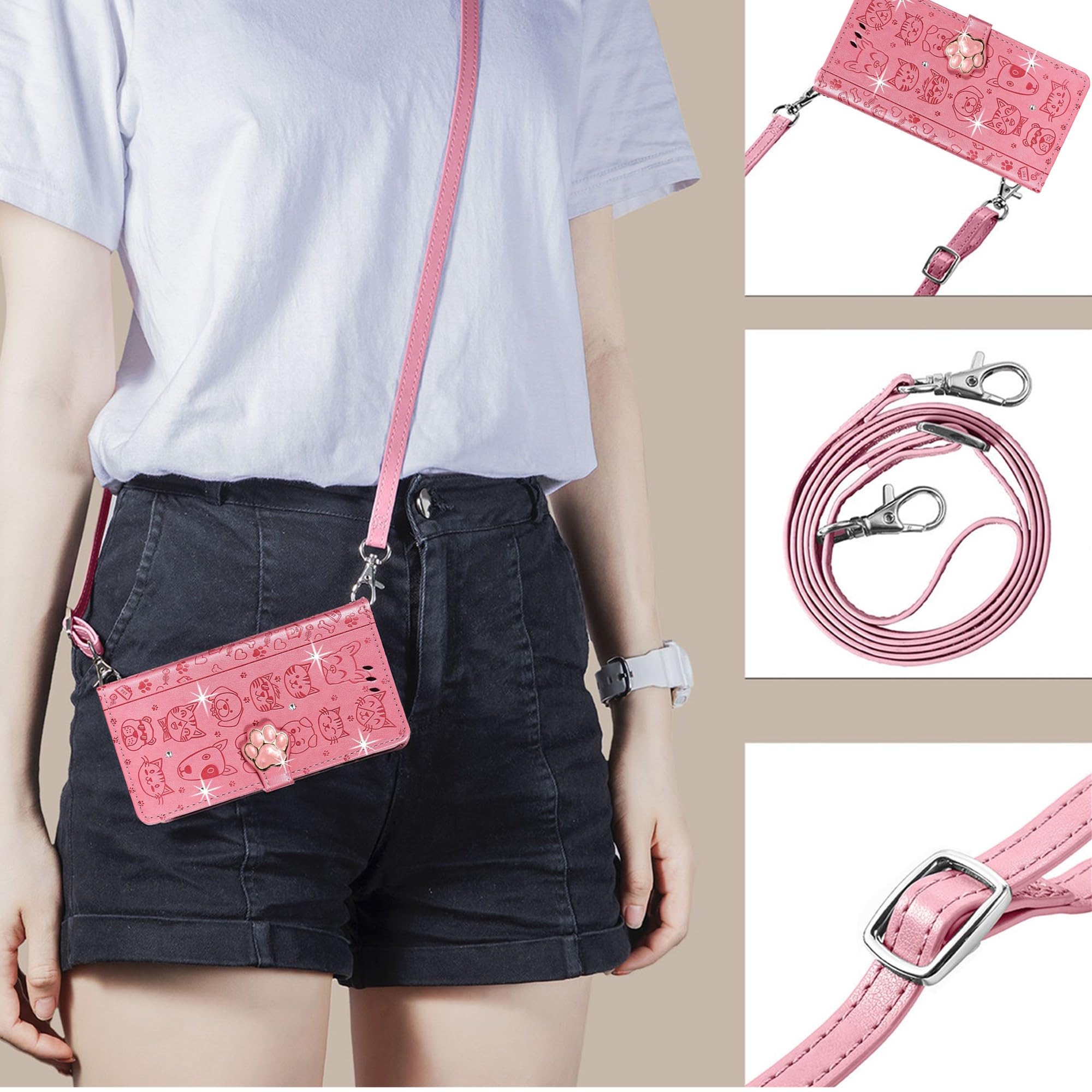 Amazon.com: HUANGTAOLI Crossbody Lanyard Bling Phone Case